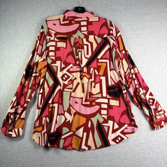 Big Dart Top Women's US 16 UK 20 Geometric/Abstract Button Down Long Sleeve - Picture 4 of 10